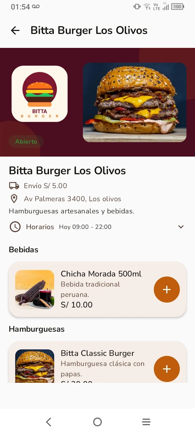 Captura de la aplicación Bita Express para clientes